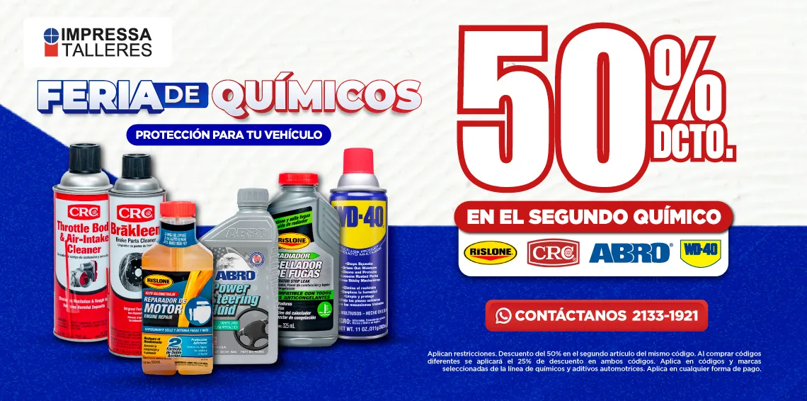 PROMOCIÓN 50% en el segundo químico Rislone, CRC, Abro