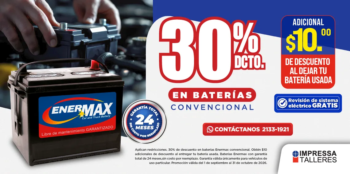 30% EN TU BATERIA CONVENCIONAL