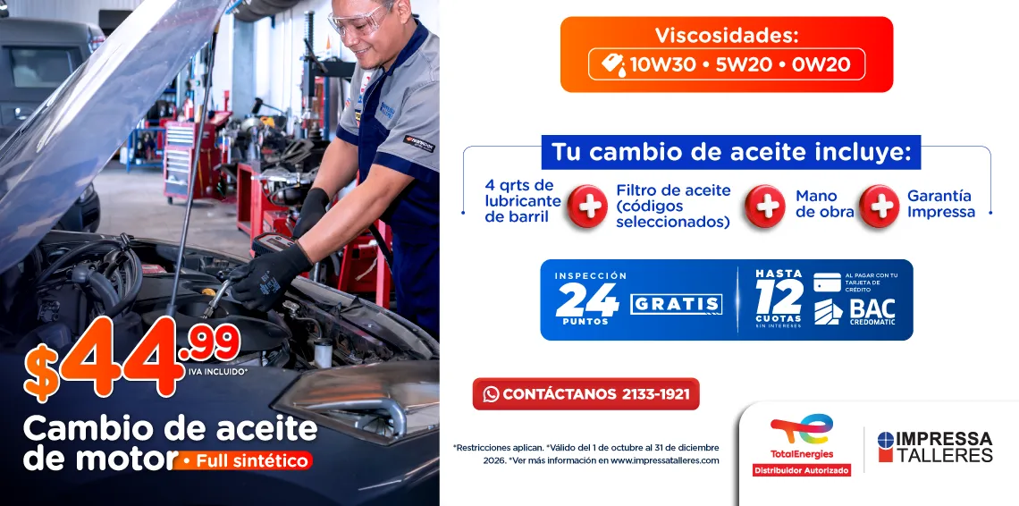 PROMOCIÓN CAMBIO DE ACEITE FULL SINTÉTICO $44.99